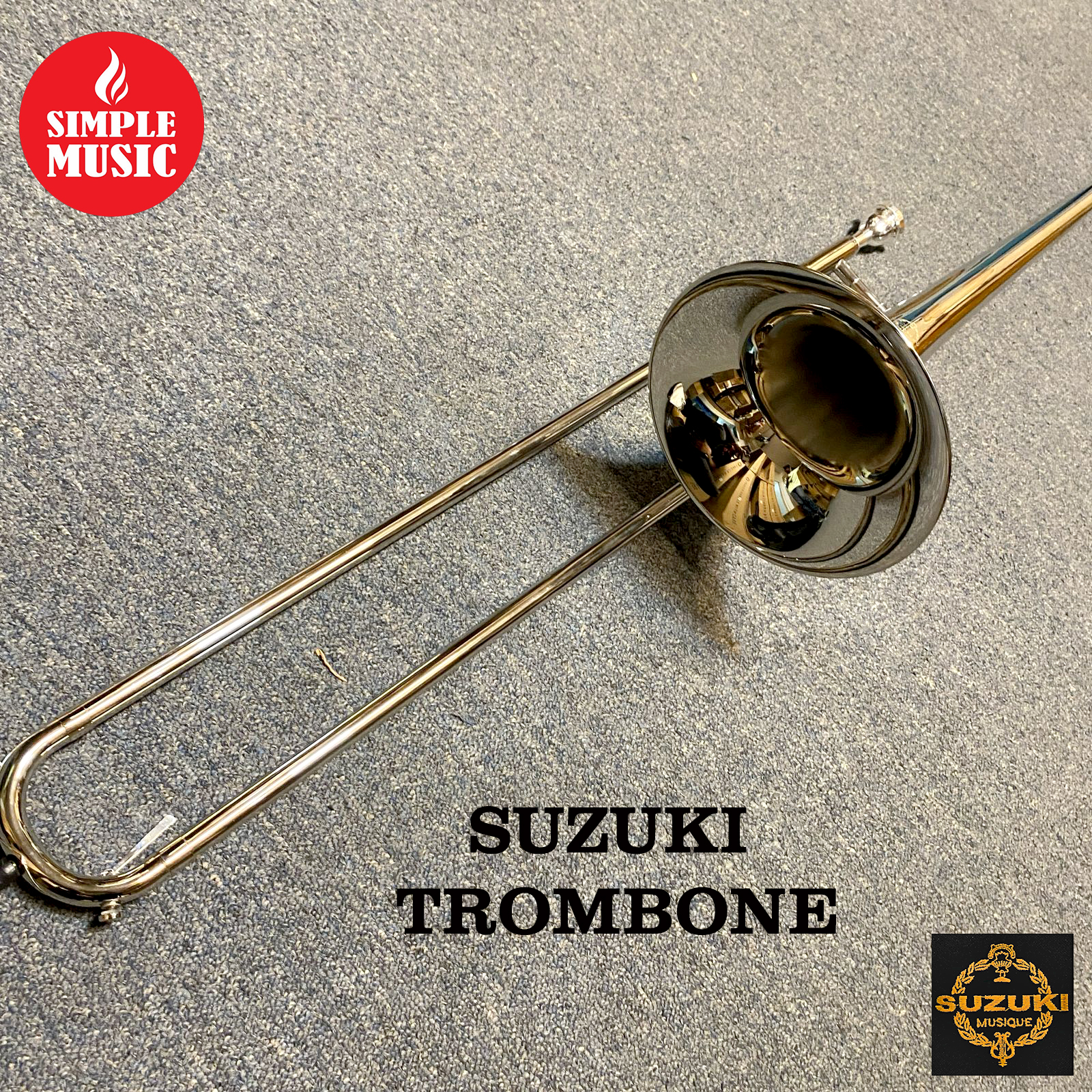 Suzuki Trombone Bb Pitch Chrome Finish Brass Made With Case